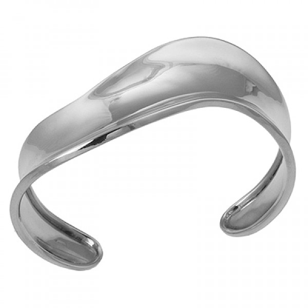 Wavy Polished Cuff Bangle - BA015