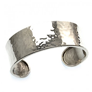 Hammered Cuff Bangle - 24mm Wide - BA008