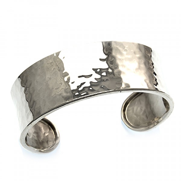Hammered Cuff Bangle - 24mm Wide - BA008