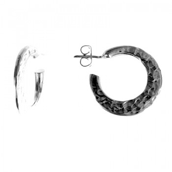 Solid Hammered Hoop Earrings - ES1006