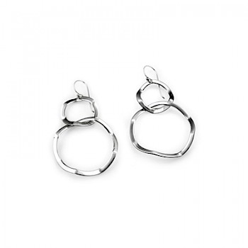 Hanging Crinkled Circles Drop Earrings - ES999