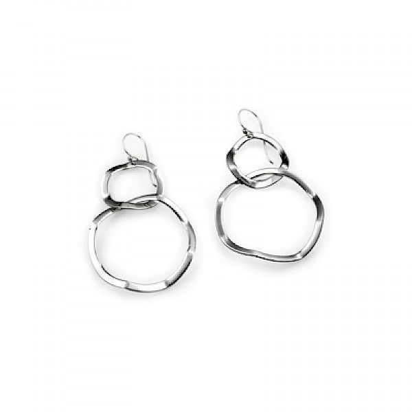 Hanging Crinkled Circles Drop Earrings - ES999