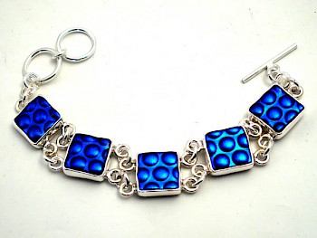 Electric Blue Dichroic Glass Bracelet - DC004
