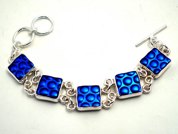Electric Blue Dichroic Glass Bracelet - DC004