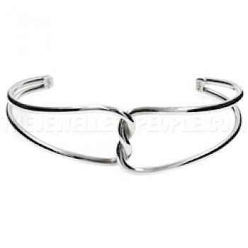 2 Piece Twisted Wire Open Silver Bangle - 20mm Wide