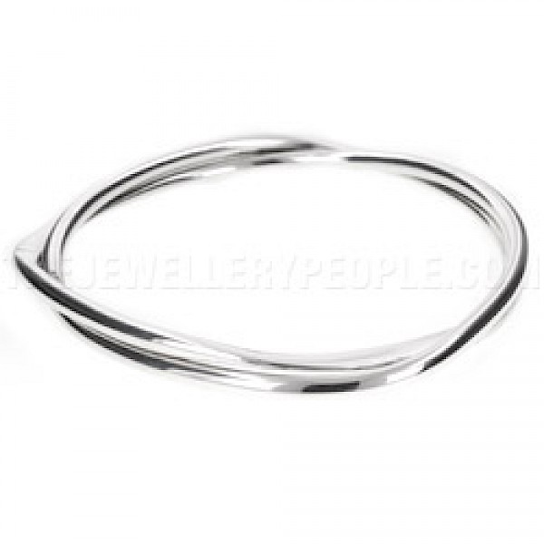 2 Piece Solid Twisted Silver Bangle