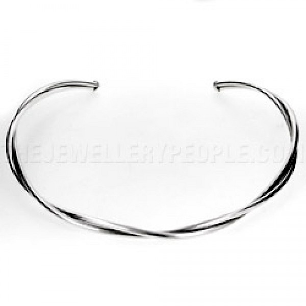 2 Strand Twisted Tubed Silver Collar