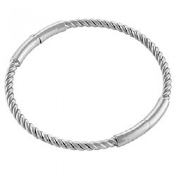 4mm Solid Silver Rope Bangle - Petite