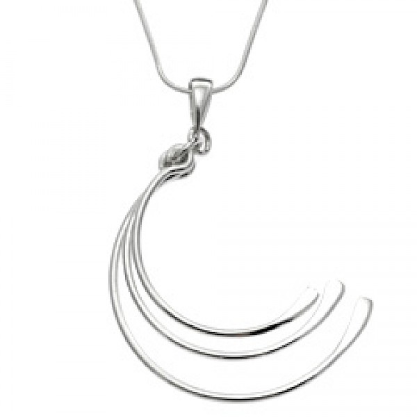 3 Crescents Fan Silver Pendant - PT423