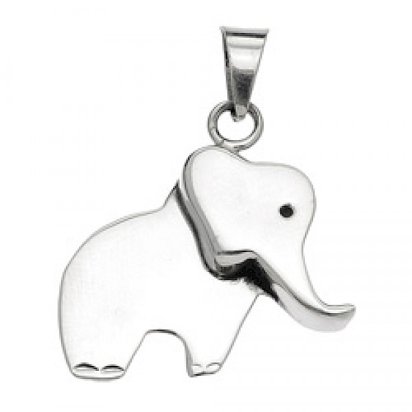 3-D Silver Elephant Pendant - 30mm Wide