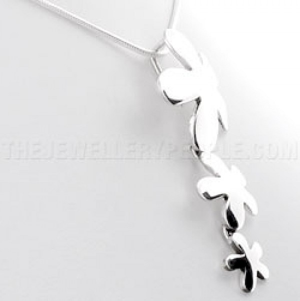 3 Piece Simple Flowers Silver Pendant - PT162