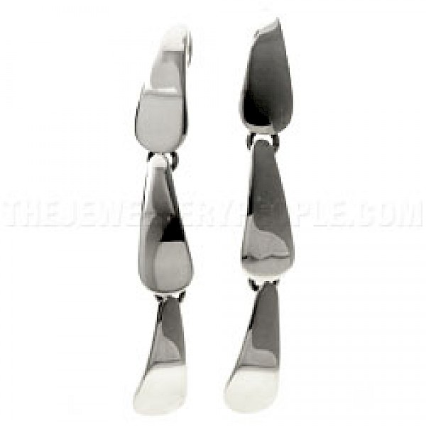 3 Piece Teardrop Silver Earrings - 70mm Long - ES224