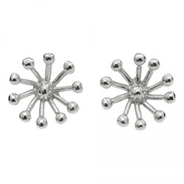 3D Snowflake Silver Stud Earrings - 15mm Wide