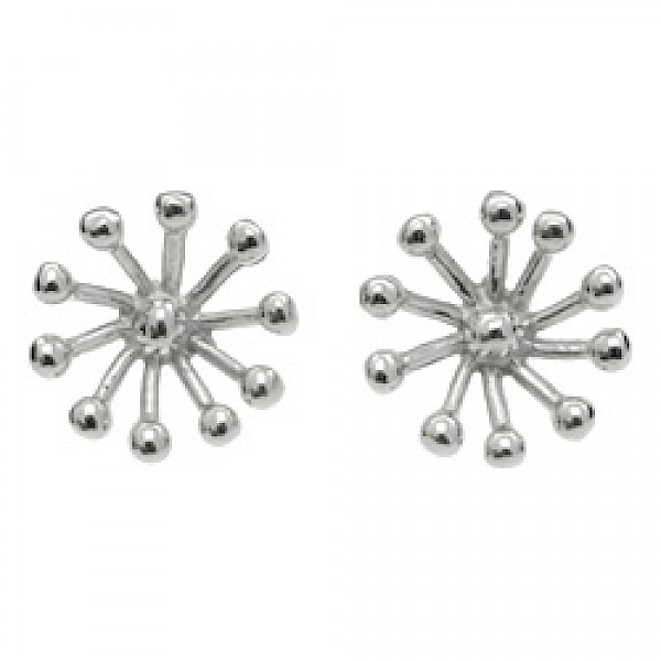 3D Snowflake Silver Stud Earrings - 15mm Wide - ES689