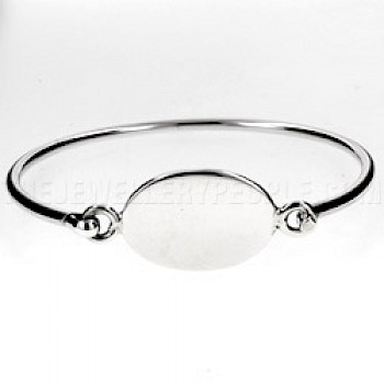 Polished Oval Catch Silver Bangle