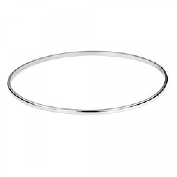 3mm Silver Polished Flat-topped Bangle - 50mm