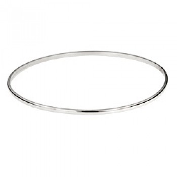 3mm Silver Polished Flat-topped Bangle - 55mm