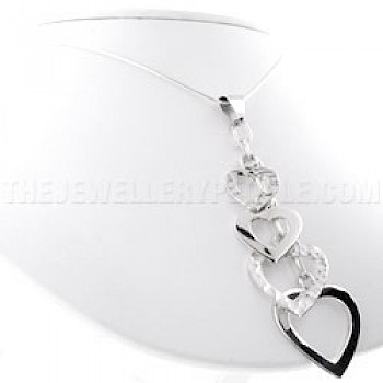 4 Piece Heart Cascade Silver Pendant