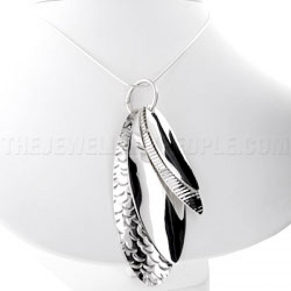 4 Piece Layered Oval Silver Pendant