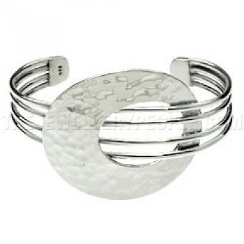 4 Strand Hammered Disk Silver Bangle