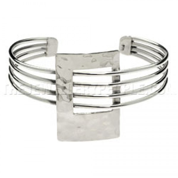 4 Strand Hammered Rectangle Silver Bangle