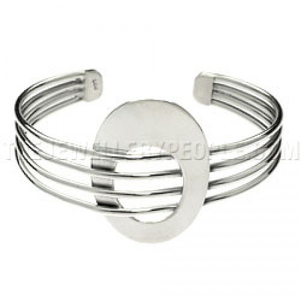 4 Strand Oval Silver Cuff Bangle