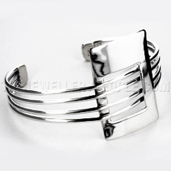 4 Strand Rectangle Silver Bangle - BA517