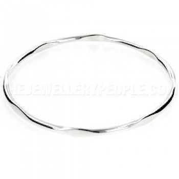 Multi-Sided Silver Bangle - 4mm Wide