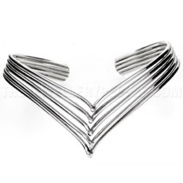 5 Piece Open Wishbone Twist Silver Bangle - 25mm Deep - BA006