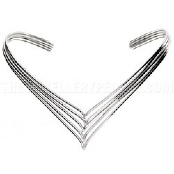 5 Piece Wishbone Heavy Twist Silver Collar