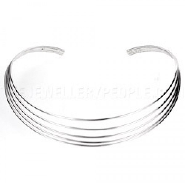 5 Strand Plain Silver Wire Collar - 15mm Wide