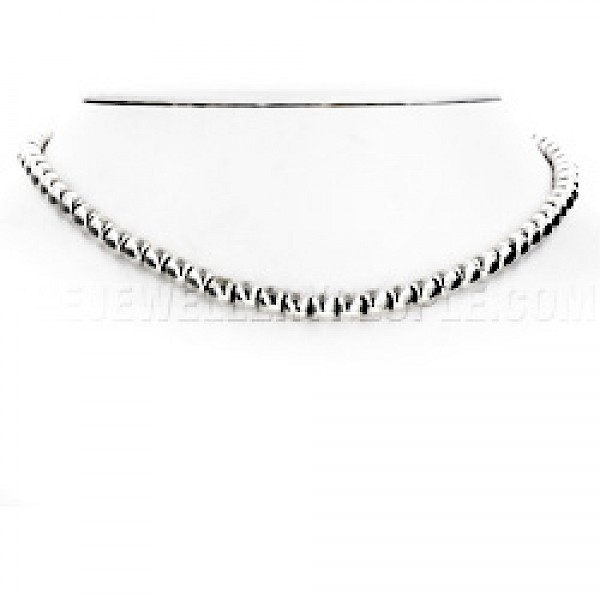 Silver Bead Necklace - 5mm - 16" long