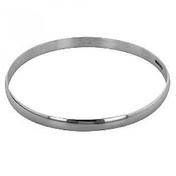 5mm Polished Curved Edged Silver Bangle - SB251