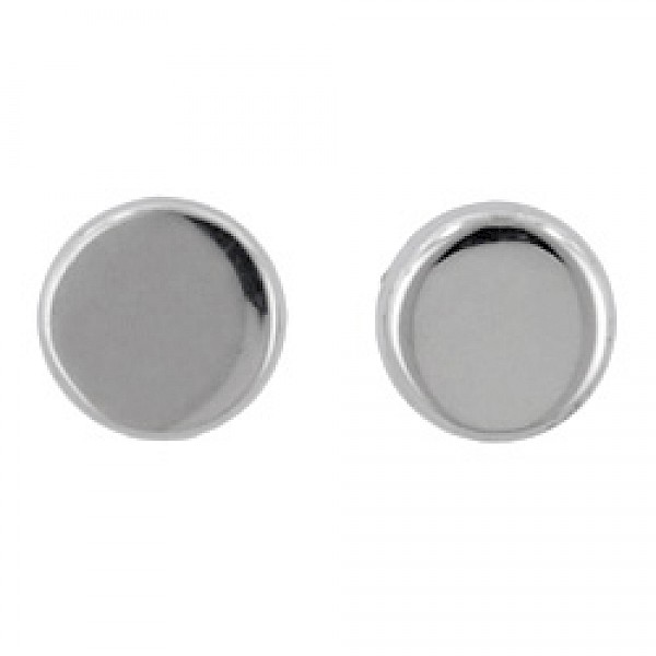 Polished Silver Round Stud Earrings - 5mm