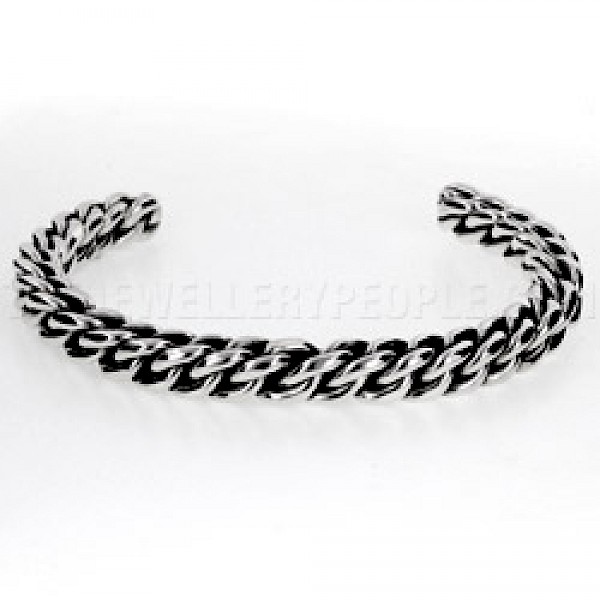Multi Wire Open Silver Bangle - 5mm Wide