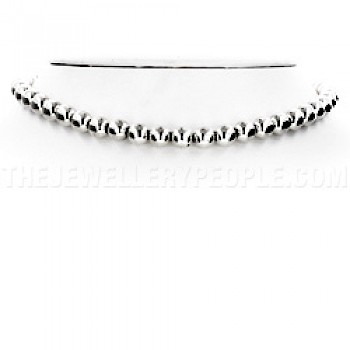 Silver Bead Necklace - 8mm wide - 16" long