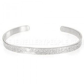 Dot Texture Open Silver Bangle - 6mm Wide