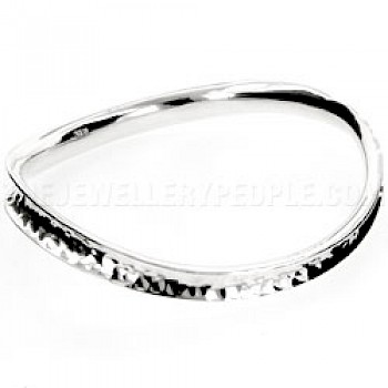 Hammered Wavy Silver Bangle
