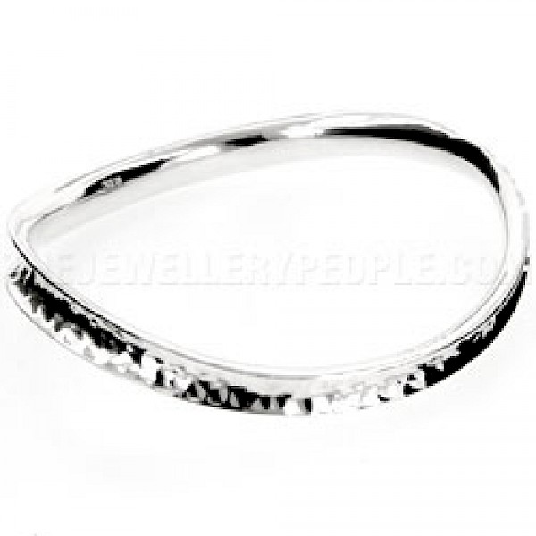 Hammered Wavy Silver Bangle