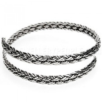 7mm Woven Coil Silver Bangle