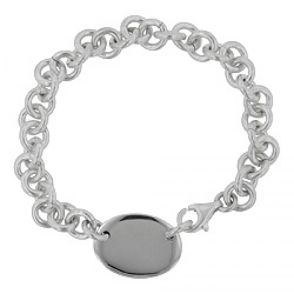 8" Heavy Oval Disc Chain Bracelet