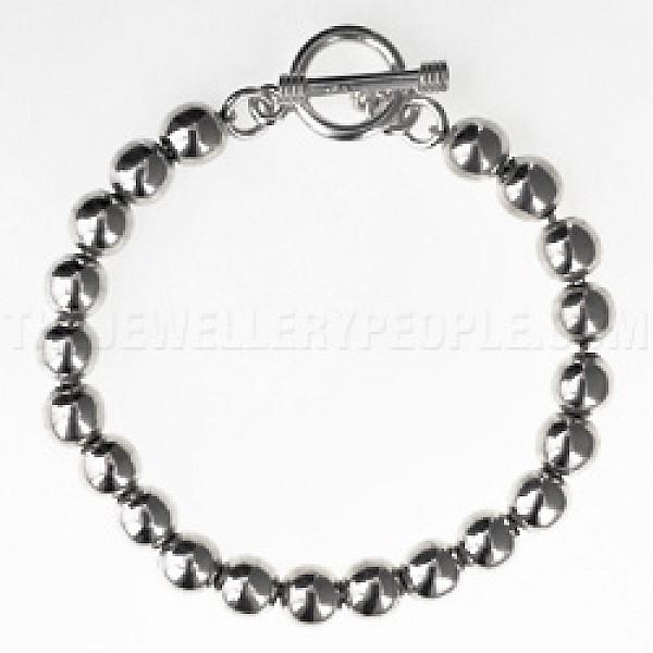Silver Ball Bracelet - 8mm Wide