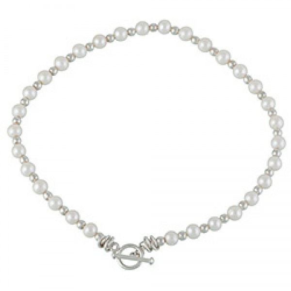 8mm Freshwater Pearl Silver Necklace - 17" long - SL258