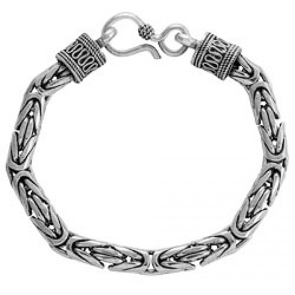 9" (23cms) Thai Silver Chain Bracelet - 7mm Wide