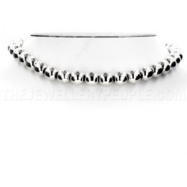 Silver 9mm Bead Necklace 18" long - SNE057