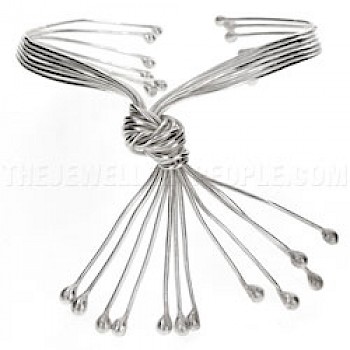 11 Strand Knotted flexible Wire Silver Bangle
