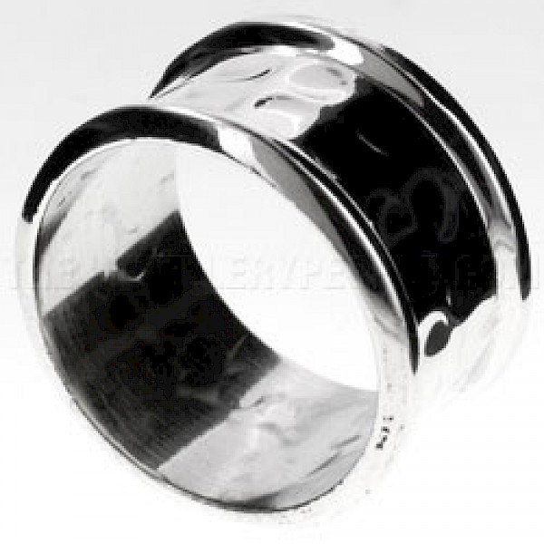 Hammered & Polished Rim Silver Ring - 12mm - RG206