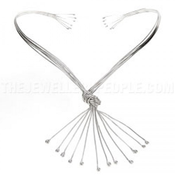 12 Strand Knotted Wire Silver Collar