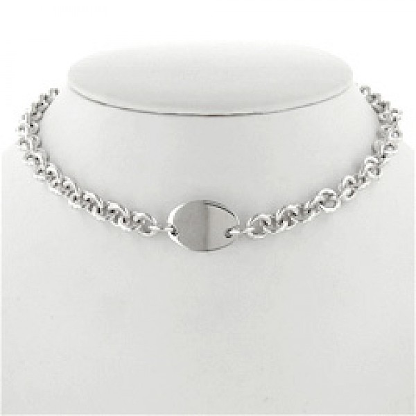 16" Heavy Round Chain Tag Necklace - 9mm wide