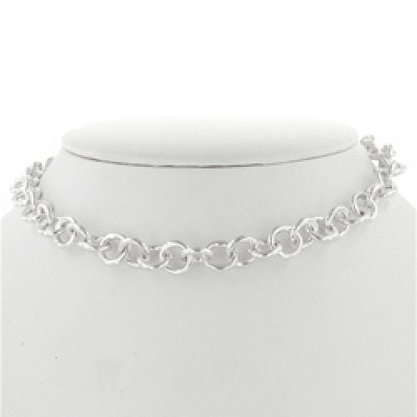 16" Heavy Round Chain T-Bar Necklace - 11mm wide
